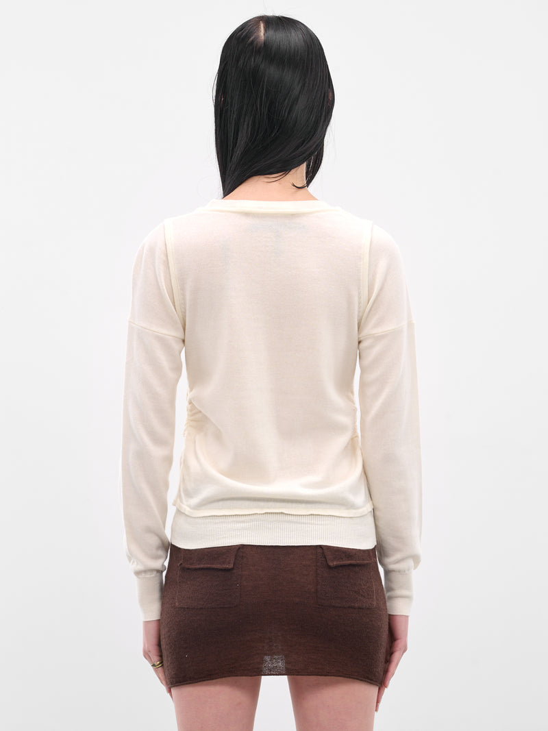 White Double Long Sleeve Sweater (AMPF2574-WHITE)