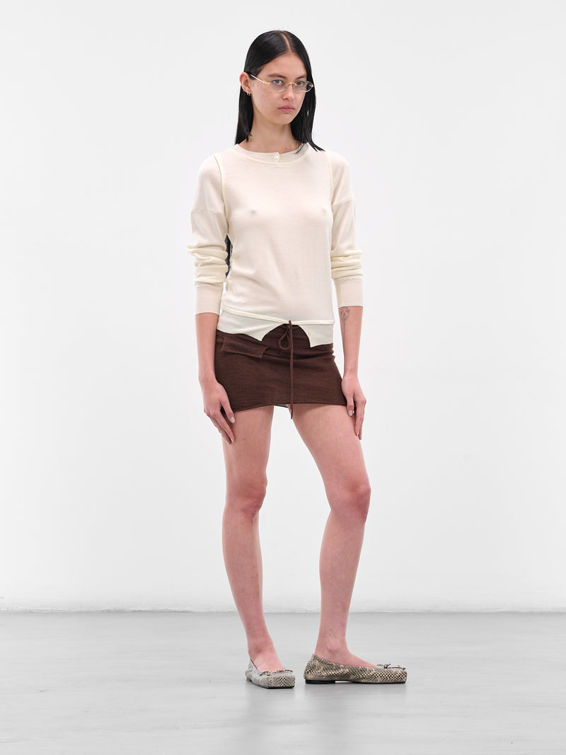 White Double Long Sleeve Sweater (AMPF2574-WHITE)