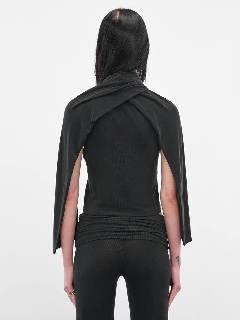 Black Scarf Scoop Knit Tank (AMPF2588-MIDNIGHT)