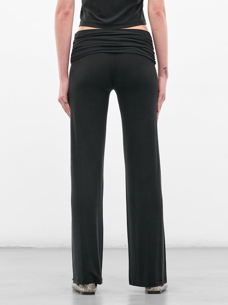 Black Ruched Fold Over Pants (AMPF2589-MIDNIGHT)