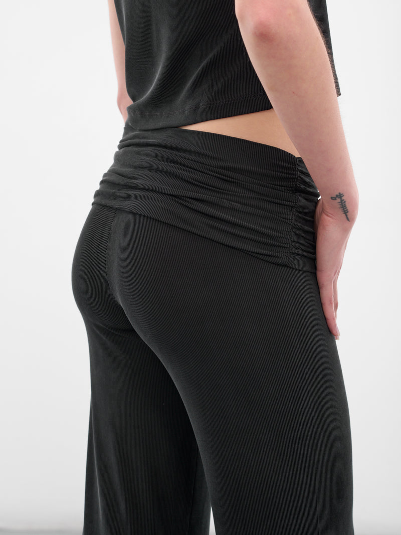 Black Ruched Fold Over Pants (AMPF2589-MIDNIGHT)