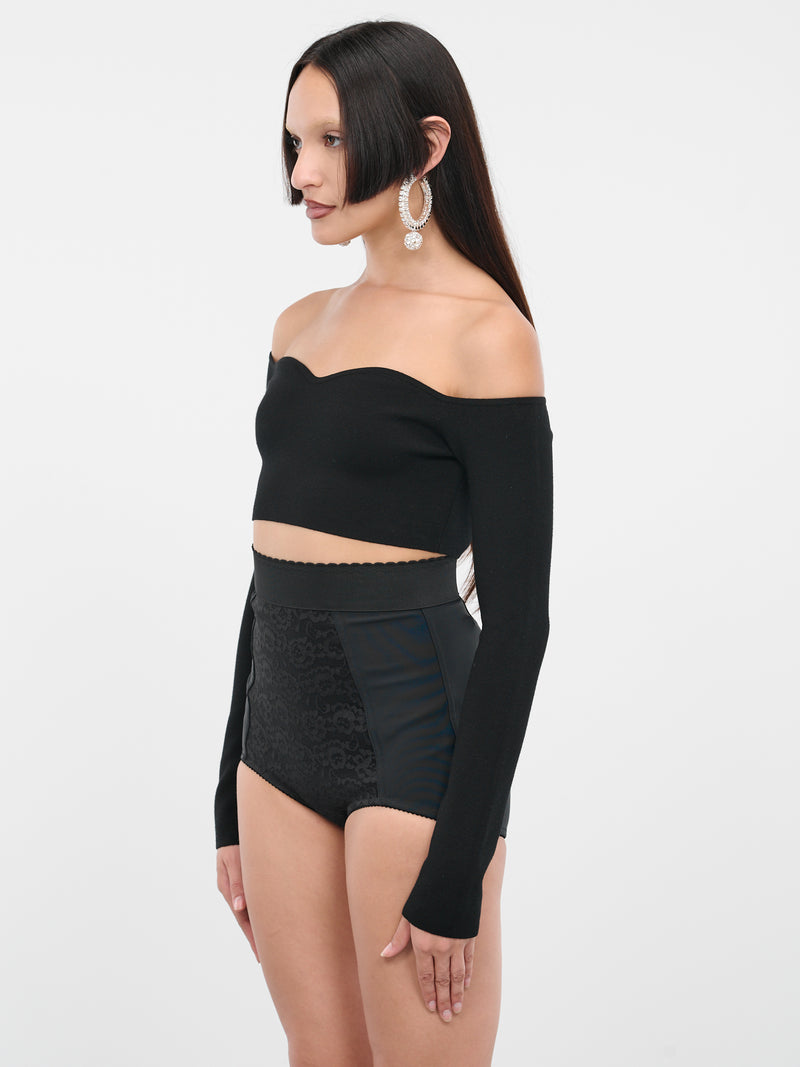 Sweetheart Knit Crop Top (AMPUO15ML0528-U9000-BLACK)