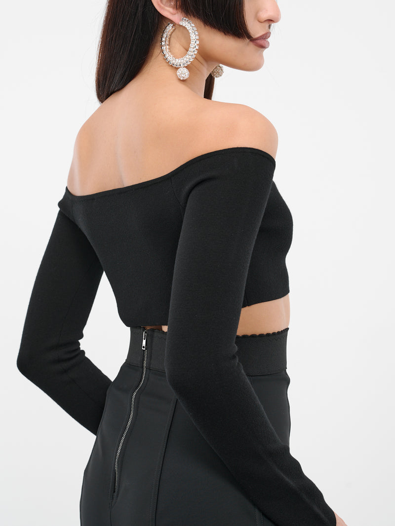 Sweetheart Knit Crop Top (AMPUO15ML0528-U9000-BLACK)