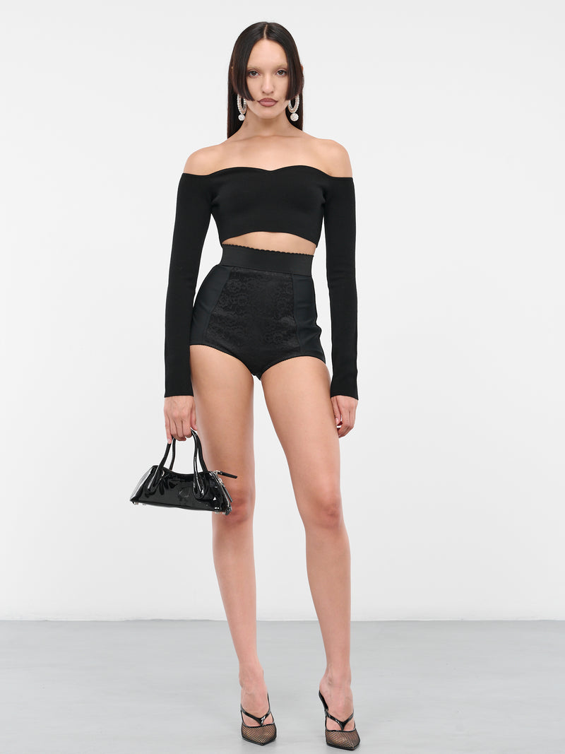 Sweetheart Knit Crop Top (AMPUO15ML0528-U9000-BLACK)