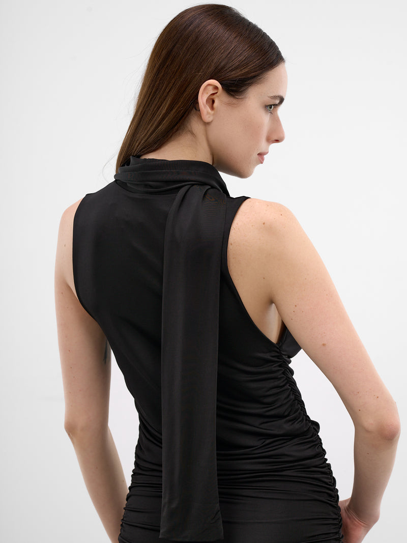 Brise Black Ruched Mini Dress (AMR2601-BLACK)