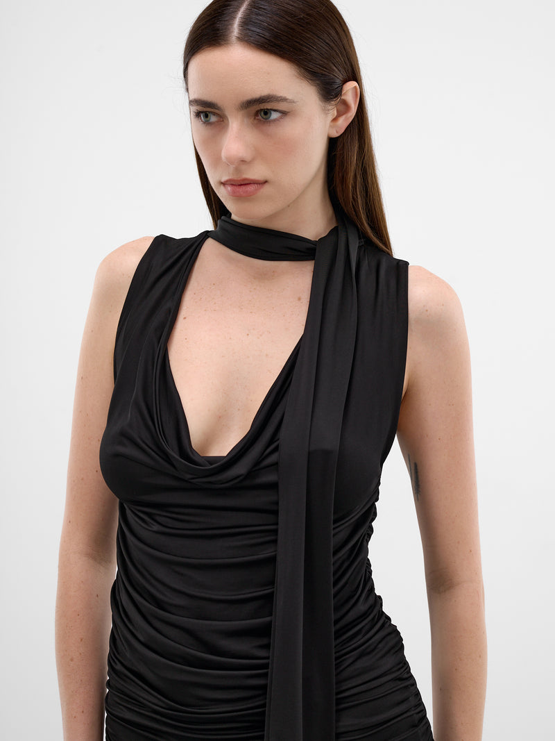 Brise Black Ruched Mini Dress (AMR2601-BLACK)