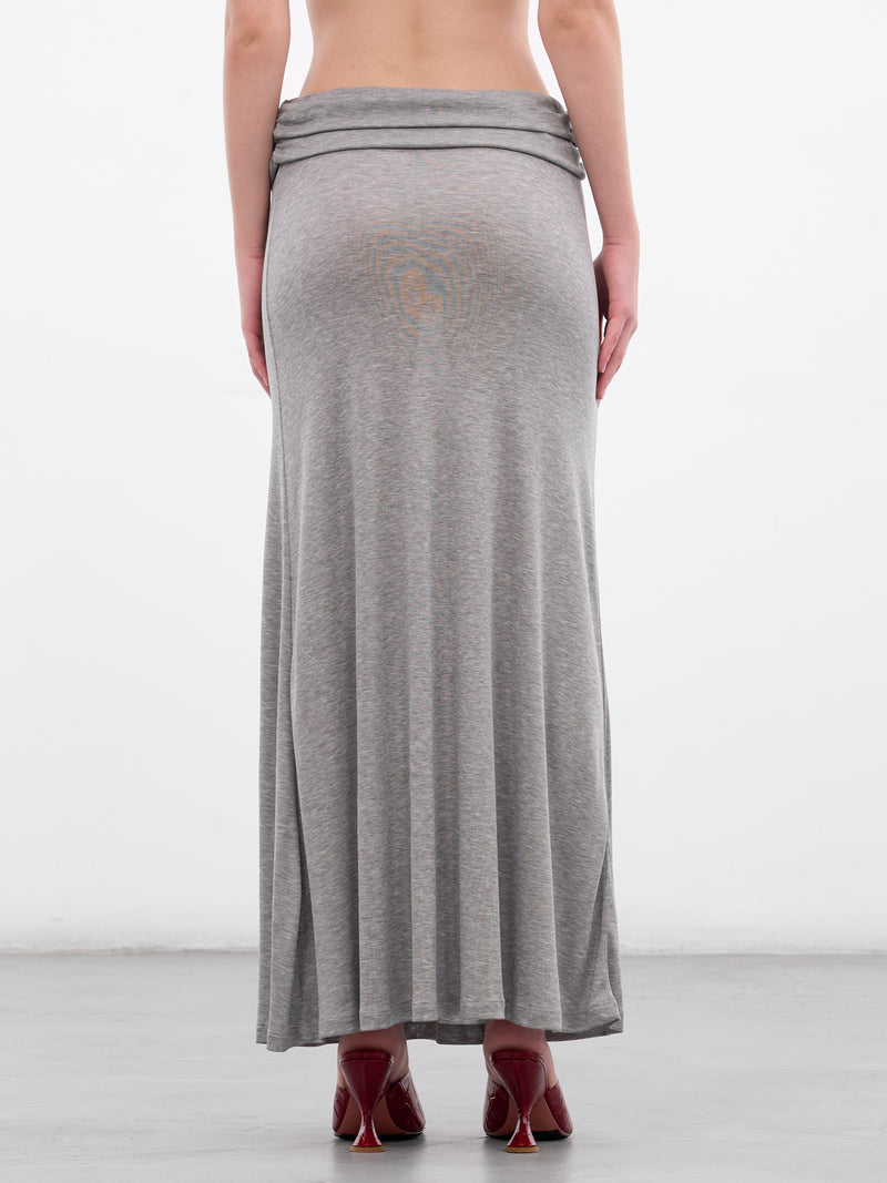 Gray Lyocell Rib-Knit Drape Skirt (AMR2630-GRAY)