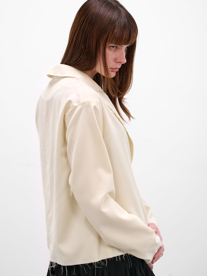 Norel Wool Raw Hem Blazer (AMR2635-NOREL-EGGSHELL)