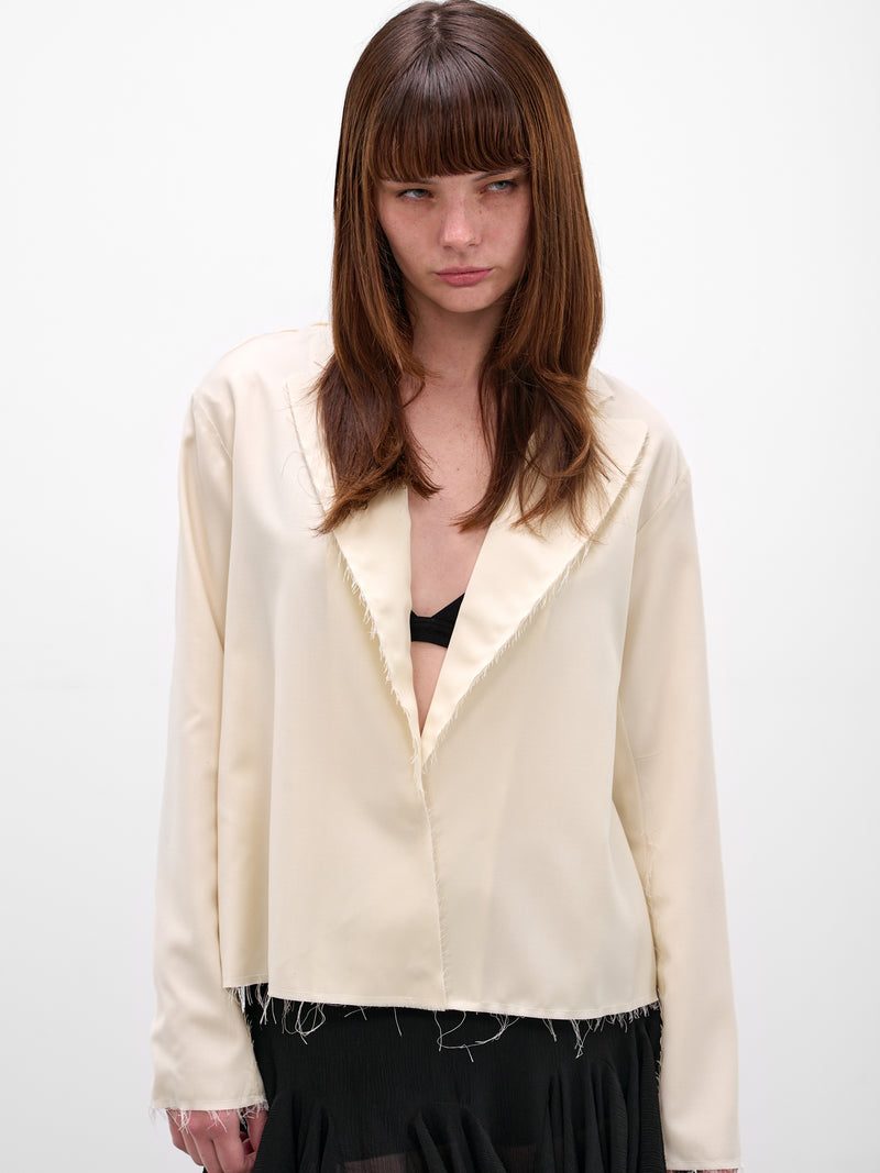 Norel Wool Raw Hem Blazer (AMR2635-NOREL-EGGSHELL)