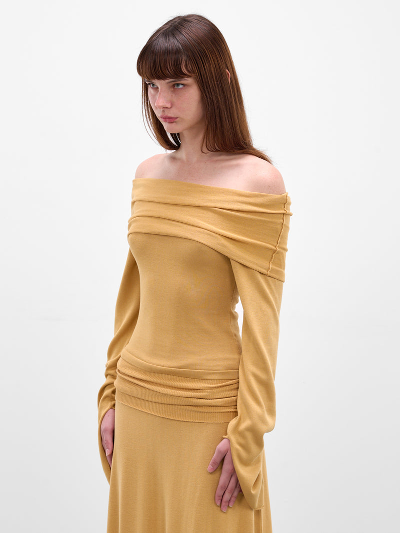 Rylin Saffron Draped Silk Blouse (AMR2640-SAFFRON)