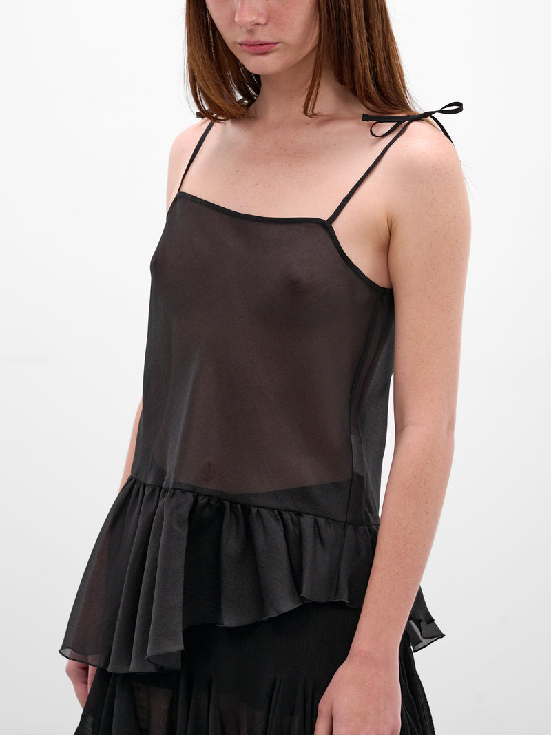 Olyra Asymmetric Draped Ruffle Tank (AMR2648-OLYRA-BLACK)