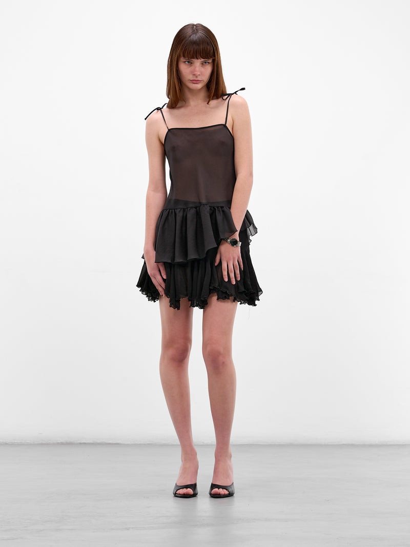 Olyra Asymmetric Draped Ruffle Tank (AMR2648-OLYRA-BLACK)