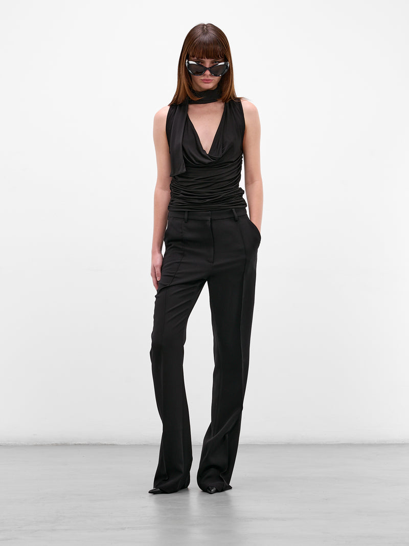 Brise Black Draped Scarf Blouse (AMR2667-BLACK)