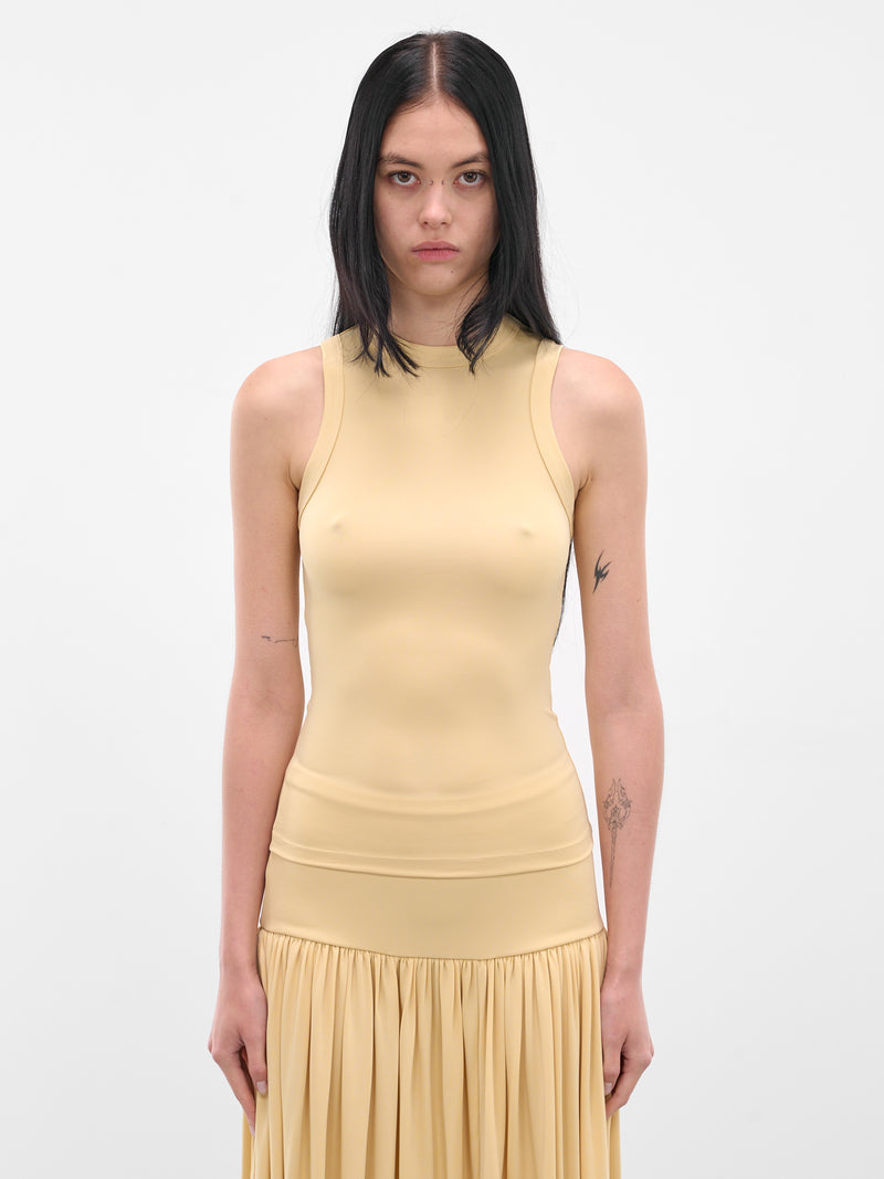Yellow Jersey High Neck Tank (AMSS25144-BUTTERCREAM)