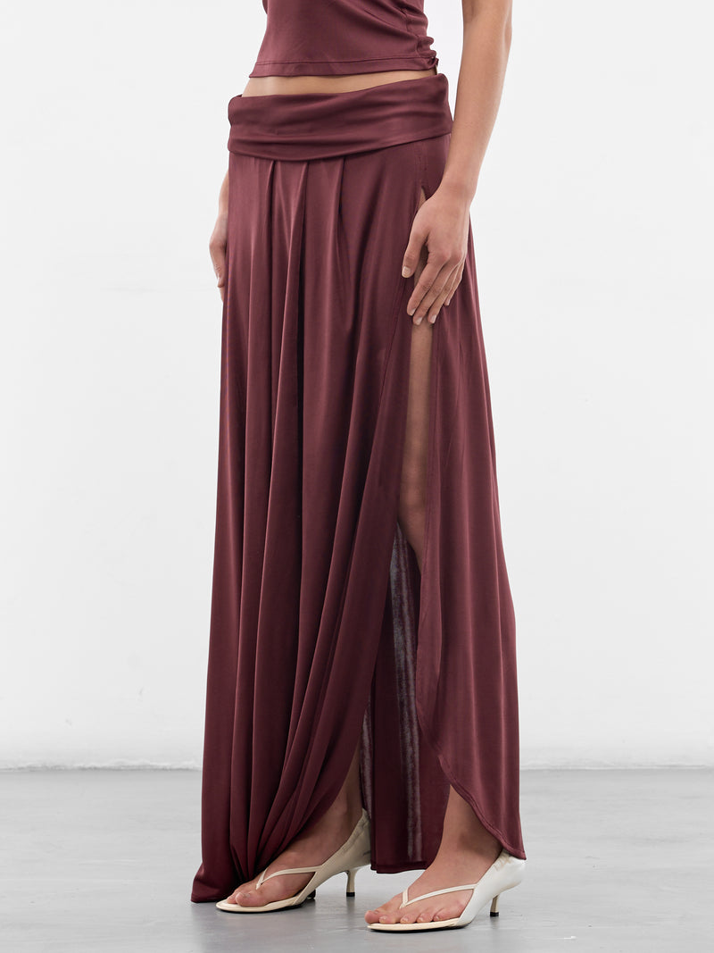 Cora Merlot Pleated Drape Skirt (AMSS2654-CORA-MERLOT)