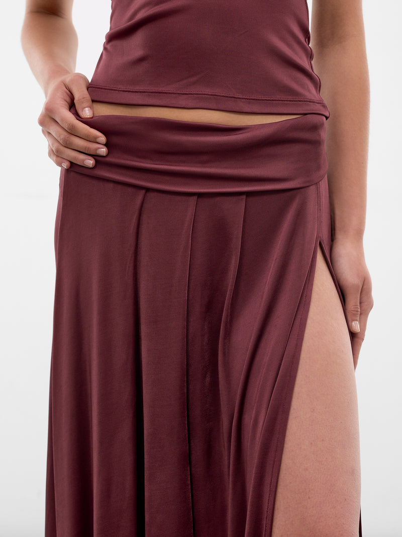 Cora Merlot Pleated Drape Skirt (AMSS2654-CORA-MERLOT)
