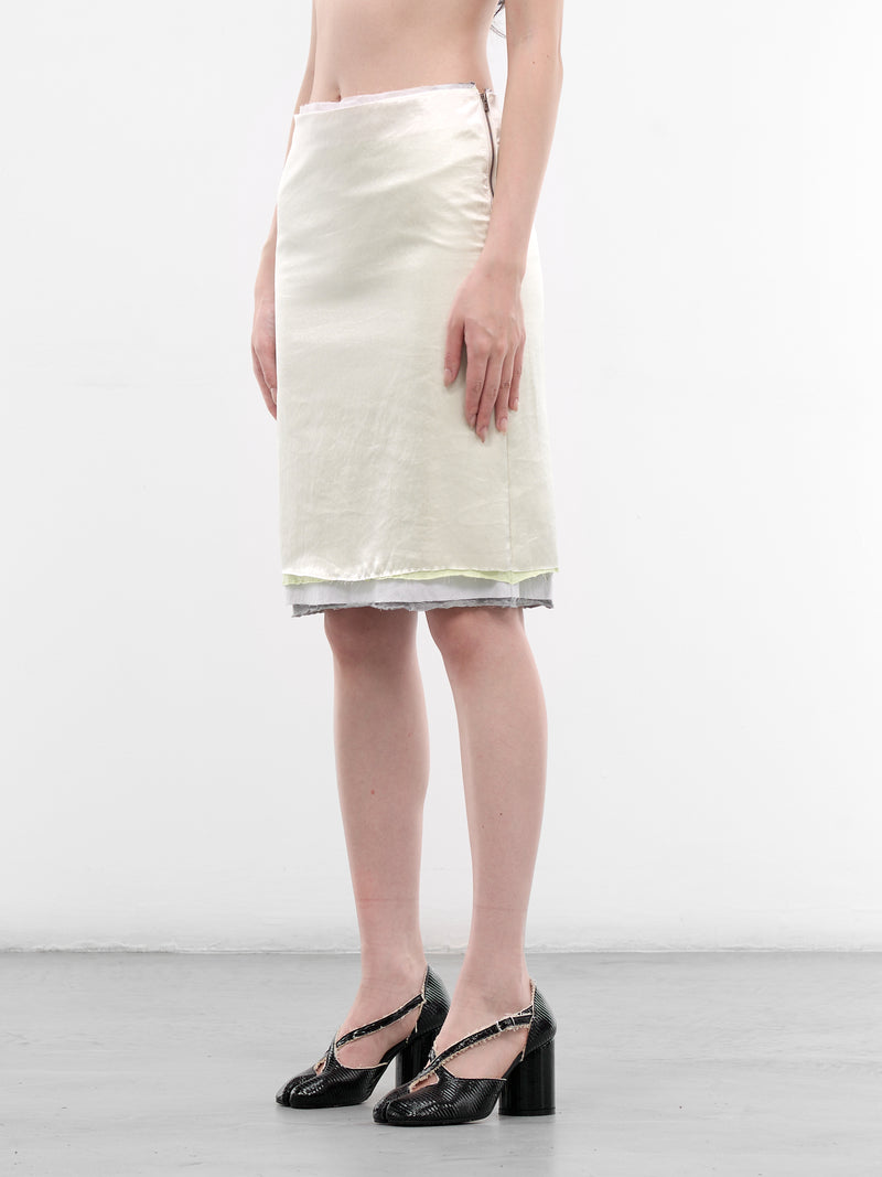 White Layered Raw Mini Skirt (AN001SK26SSWHT-WHITE)