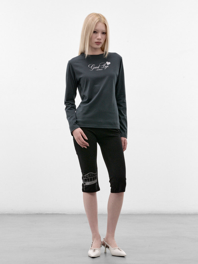 Black Cotton Cropped Graphic Leggings (AN003PT26AWBLK-BLACK)