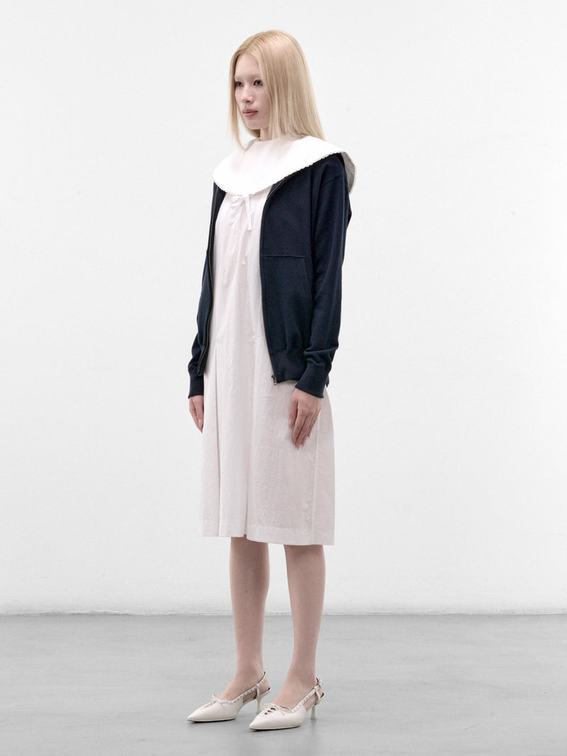 Navy Double Layered Hoodie Dress (AN002DR26AWNWH-NAVY-WHITE)