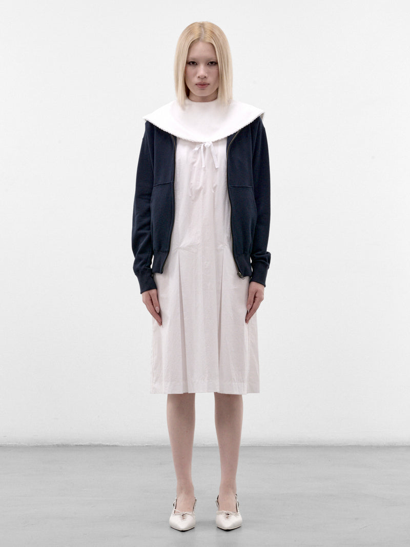 Navy Double Layered Hoodie Dress (AN002DR26AWNWH-NAVY-WHITE)