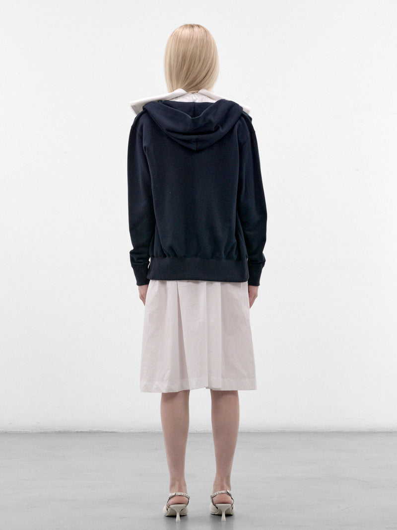 Navy Double Layered Hoodie Dress (AN002DR26AWNWH-NAVY-WHITE)