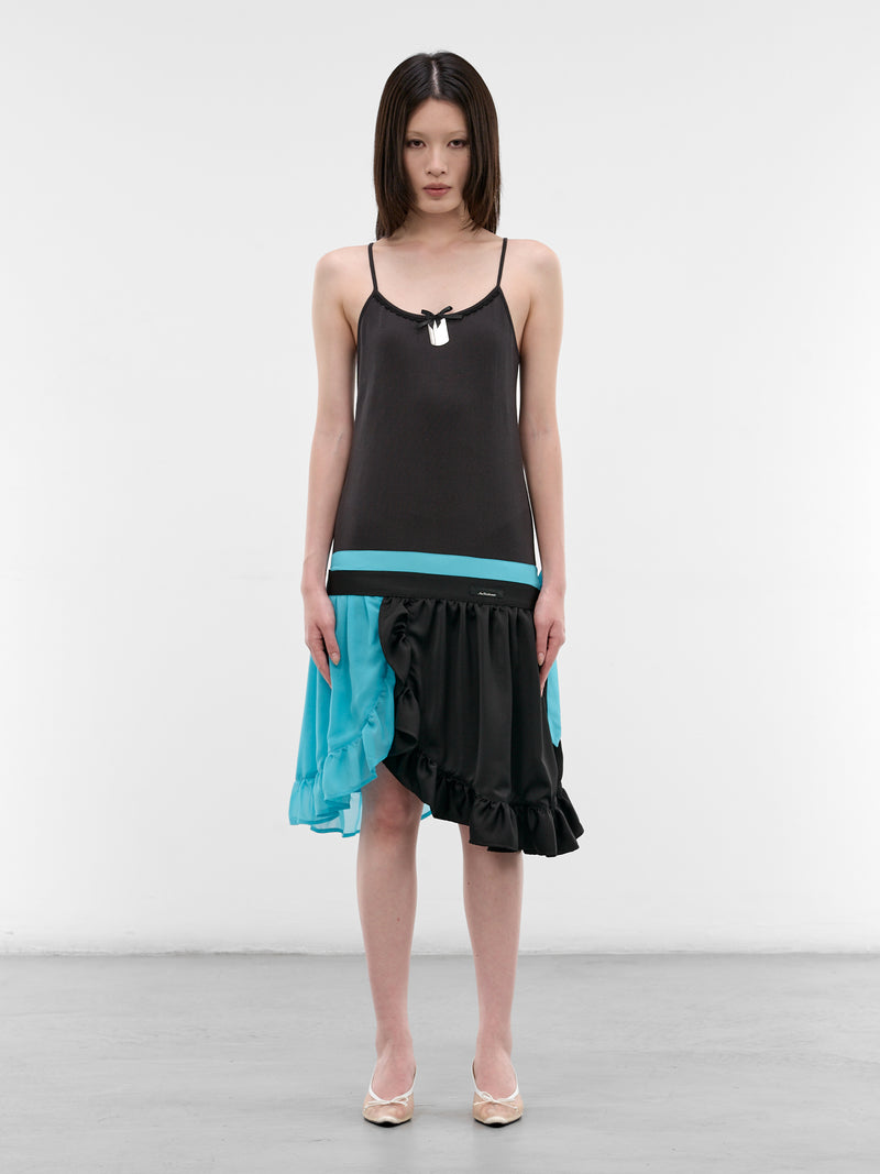 Hybrid Apron Ruffled Mini Dress (AN002DR26SSCHA-CHARCOAL)