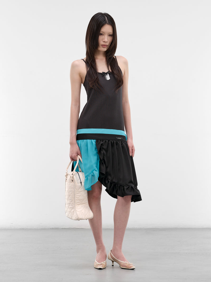 Hybrid Apron Ruffled Mini Dress (AN002DR26SSCHA-CHARCOAL)