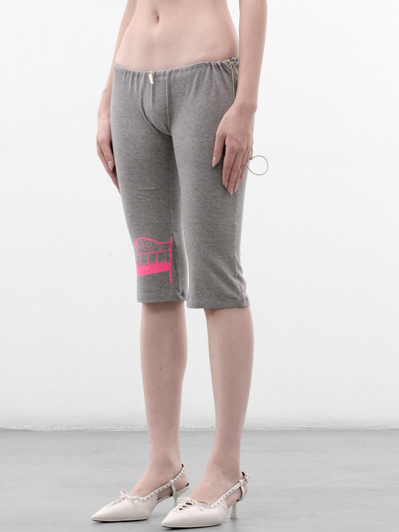 Gray Cotton Cropped Graphic Leggings (AN003PT26AWGRY-GRAY)