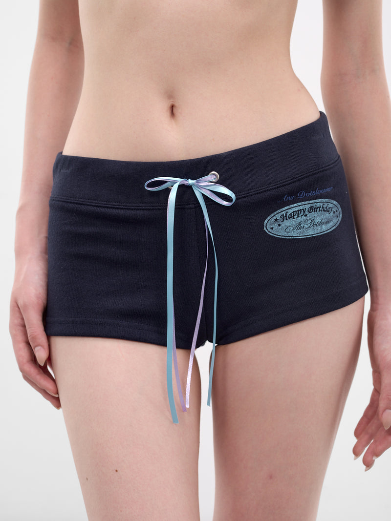 Navy Happy Birthday Micro Shorts (AN006PT26SSNAY-NAVY)