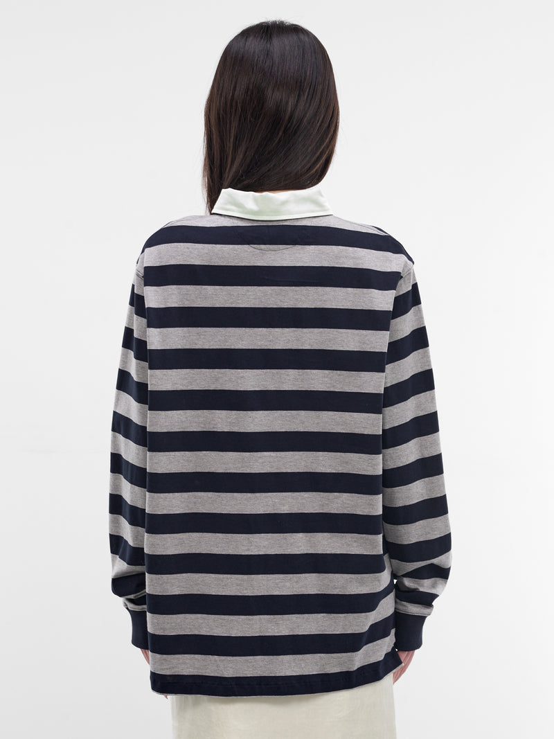 Navy Striped Rugger Shirt (AN006TP26SSNGR-NAVY-GRAY)