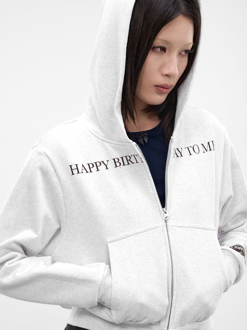 White Happy Birthday Zip Hoodie (AN008TP26SSWMX-WHITE-MIX)