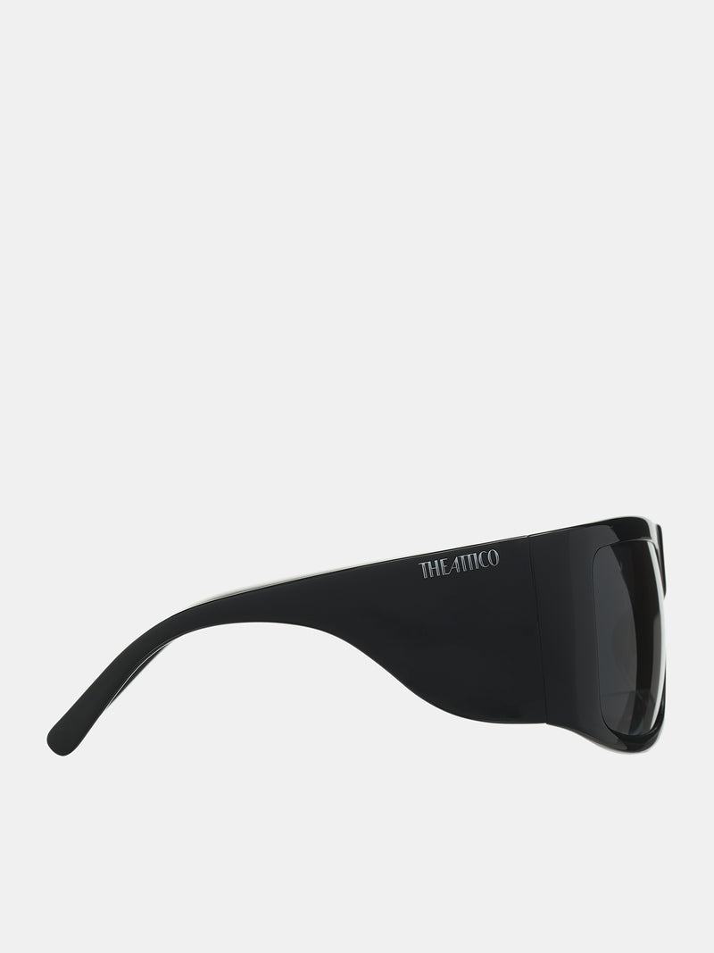 Attico Andre Oversized Sunglasses (ANDRE-BLACK-SILVER-GREY)