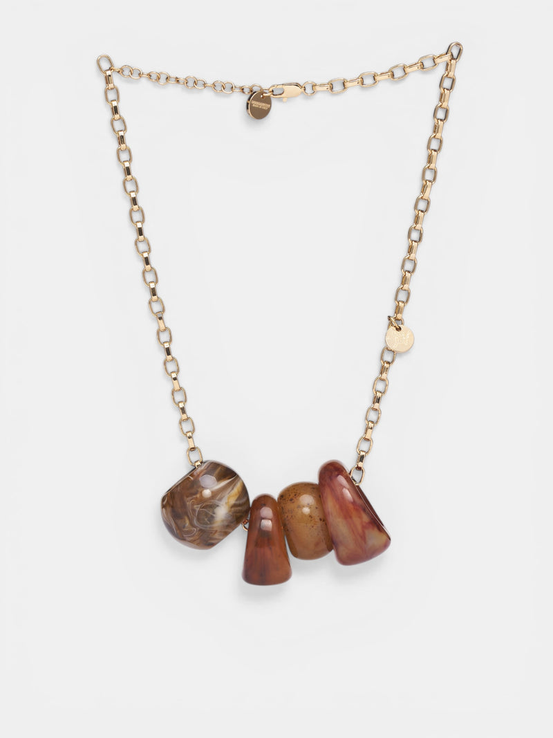 Stone Pendant Chain Necklace (ANW0015-34303746-MIX-AMBRA)