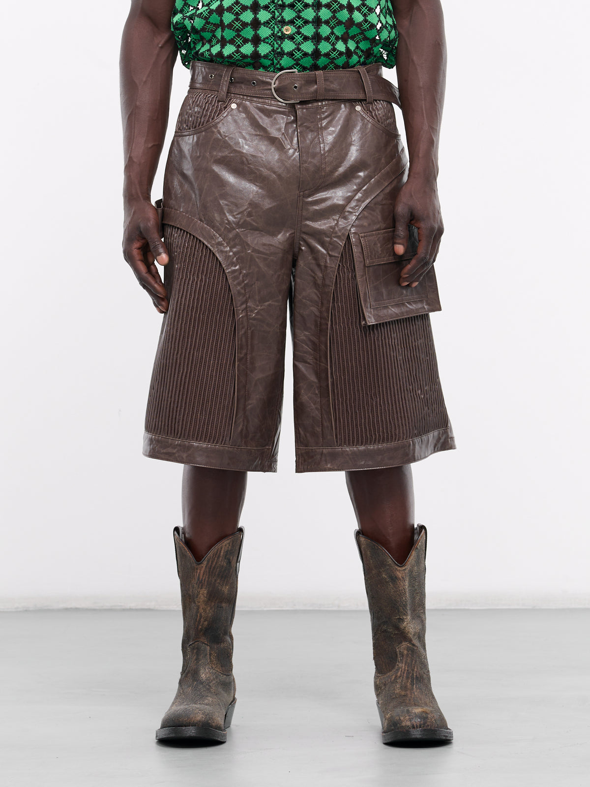 Sunbird Faux Leather Paneled Shorts (APA701M-CHOCOLATE)