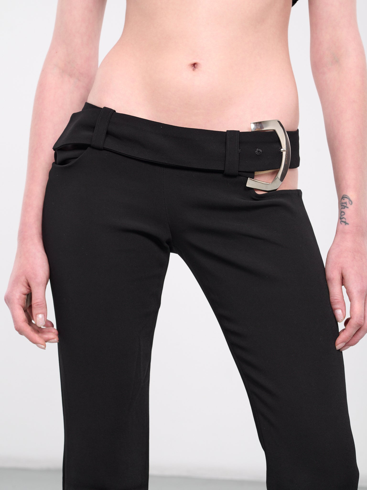 Anqa Belted Trousers (AQBRCY08-BLACK-SILVER)