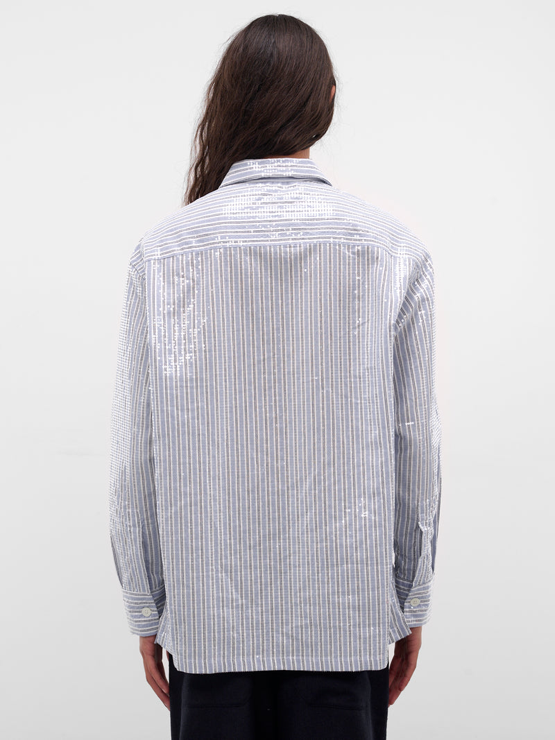 Ario Gray Stripe Sequin Shirt (ARIO-M25W6003-SEQUIN-STRIPE)