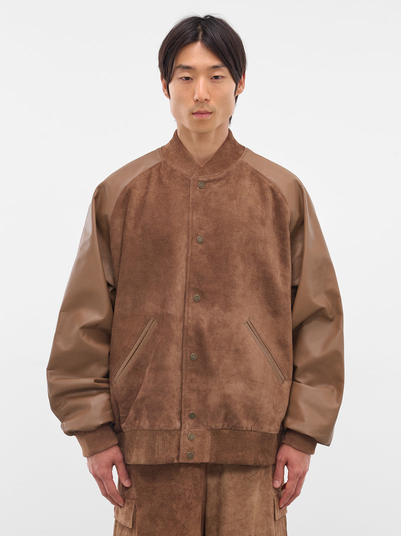 Camel Suede-Leather Bomber Jacket (ARJ2563-CAMEL-SUEDE)
