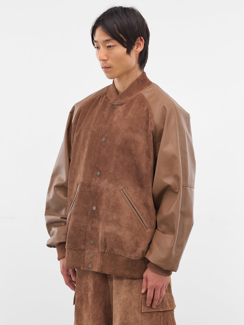 Camel Suede-Leather Bomber Jacket (ARJ2563-CAMEL-SUEDE)