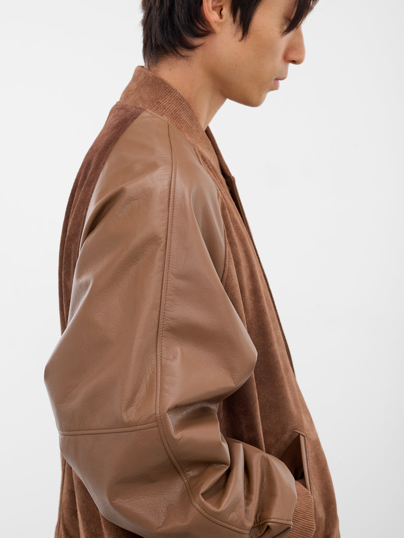 Camel Suede-Leather Bomber Jacket (ARJ2563-CAMEL-SUEDE)
