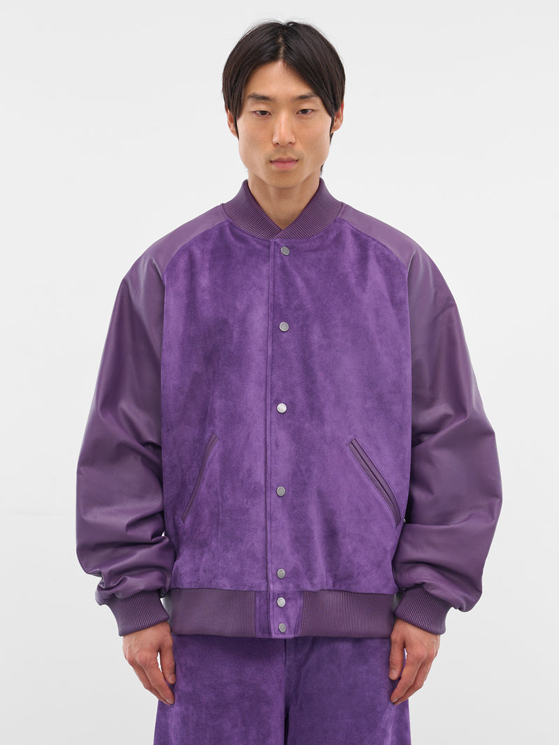 Purple Suede-Leather Bomber Jacket (ARJ2563-PURPLE-SUEDE)