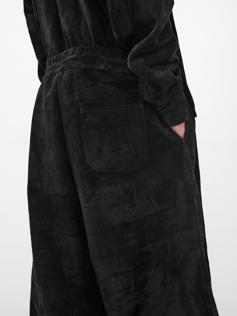 Black Leather Wide Baggy Trousers (ARP2504-DEEP-NIGHT-BLACK)