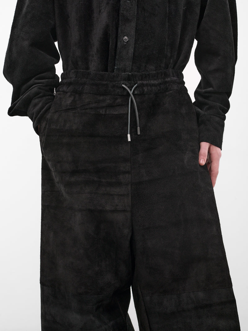 Black Leather Wide Baggy Trousers (ARP2504-DEEP-NIGHT-BLACK)
