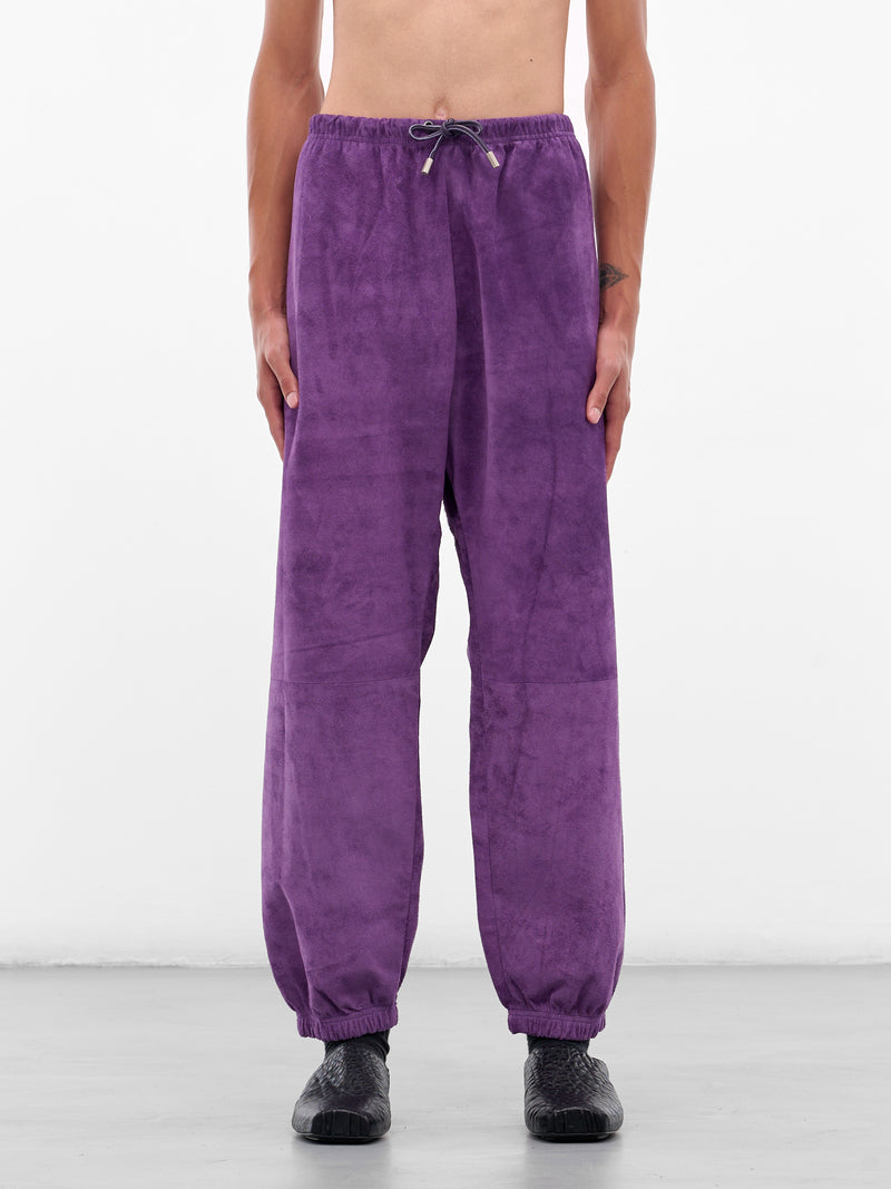 Purple Suede Leather Jogger Sweatpants (ARP2508-PURPLE-SUEDE)