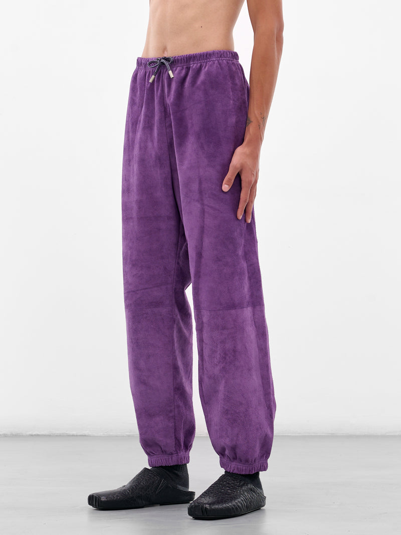Purple Suede Leather Jogger Sweatpants (ARP2508-PURPLE-SUEDE)