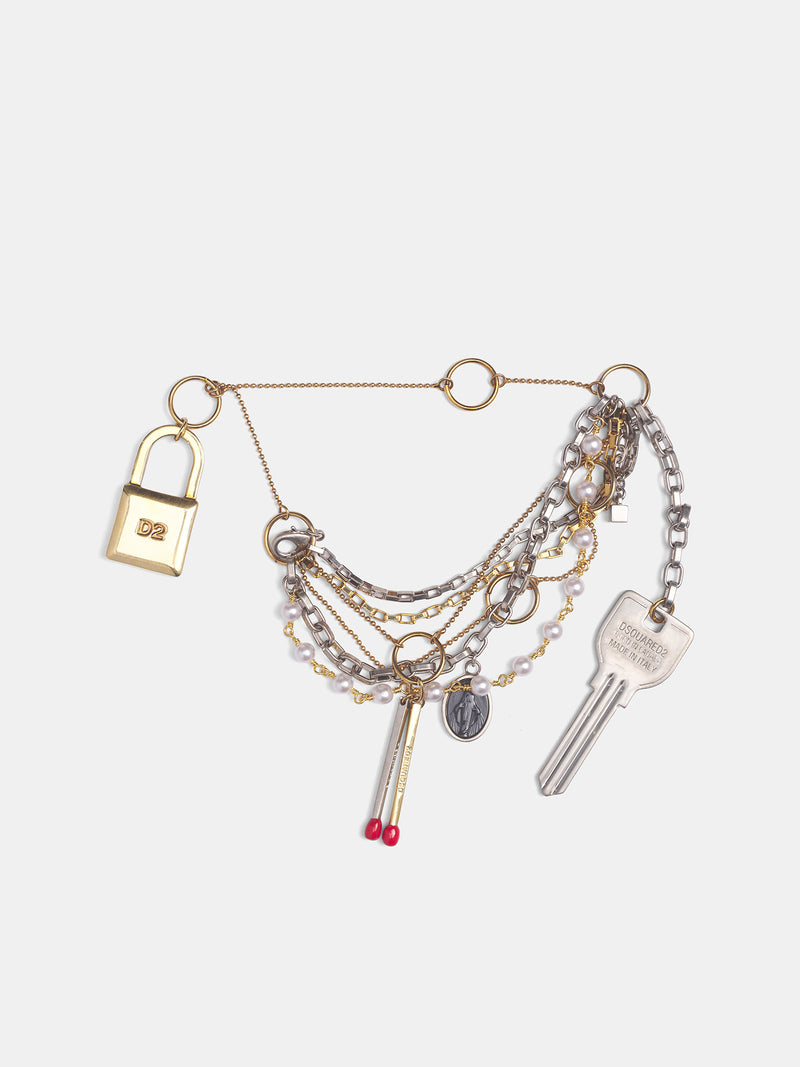 Silver Keychain Bracelet (ARW0263-F177-MIX)