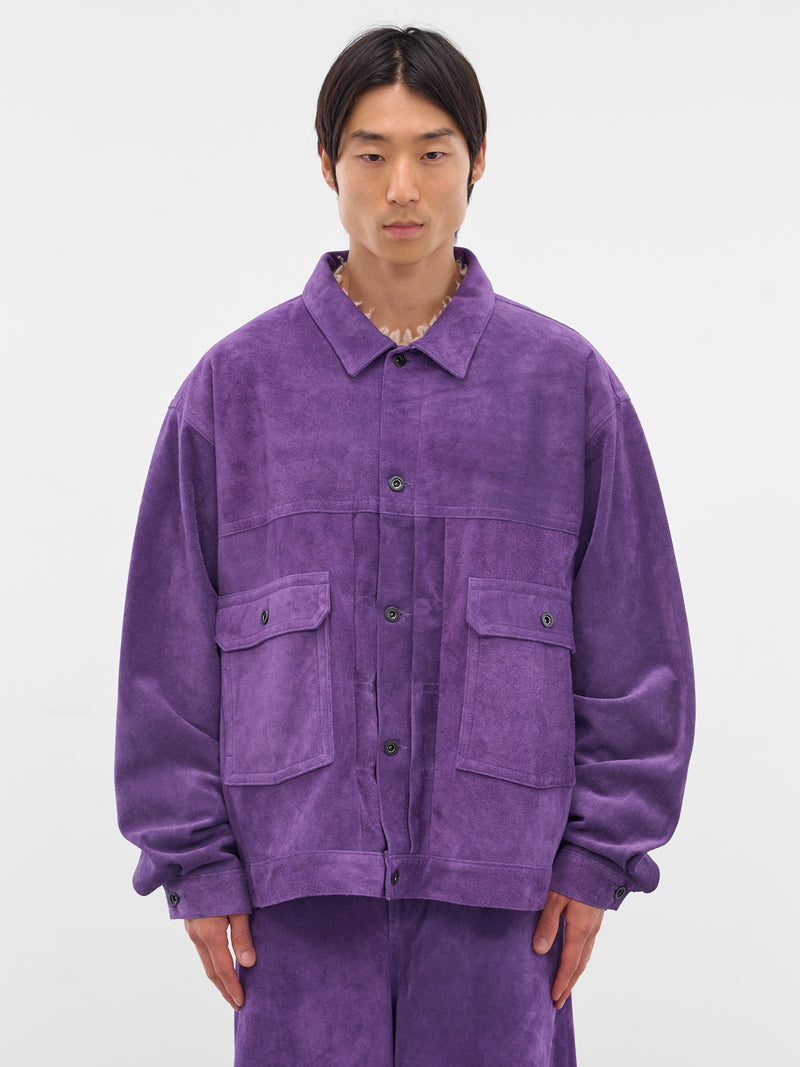 Purple Suede Oversized Trucker Jacket (AUJ2550-PURPLE-SUEDE)