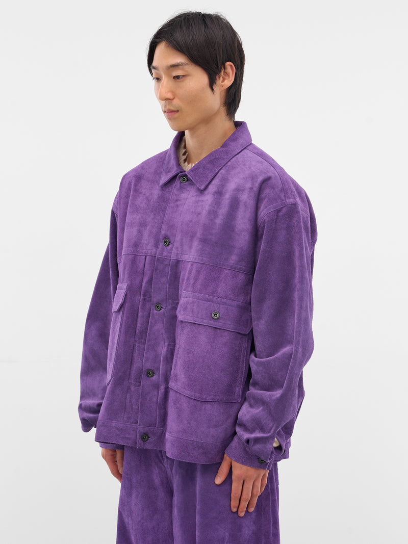 Purple Suede Oversized Trucker Jacket (AUJ2550-PURPLE-SUEDE)