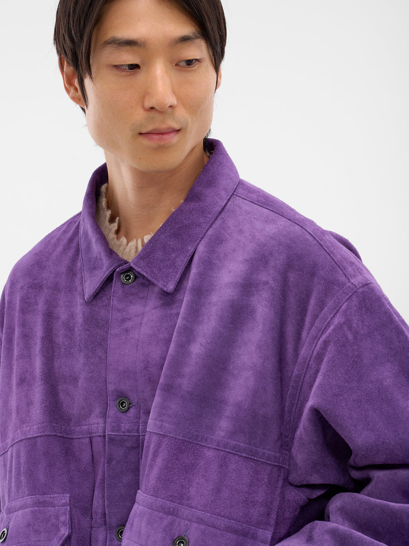 Purple Suede Oversized Trucker Jacket (AUJ2550-PURPLE-SUEDE)