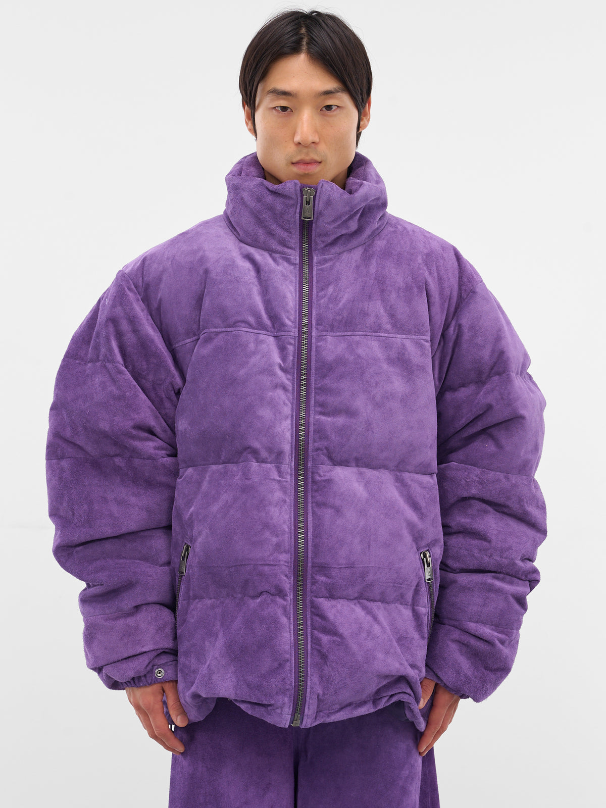 Purple Suede Down Puffer Jacket (AUJ2552-PURPLE-SUEDE)