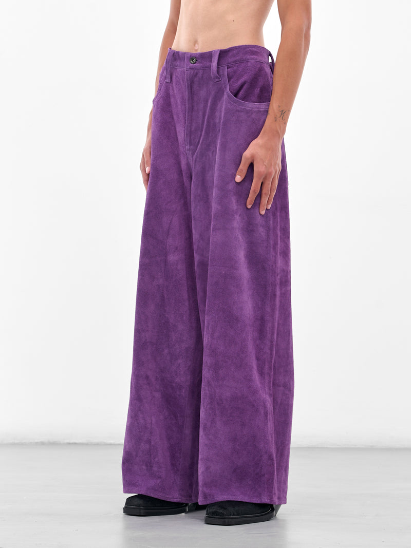 Purple Suede Wide Baggy Trousers (AUP2556-PURPLE-SUEDE)